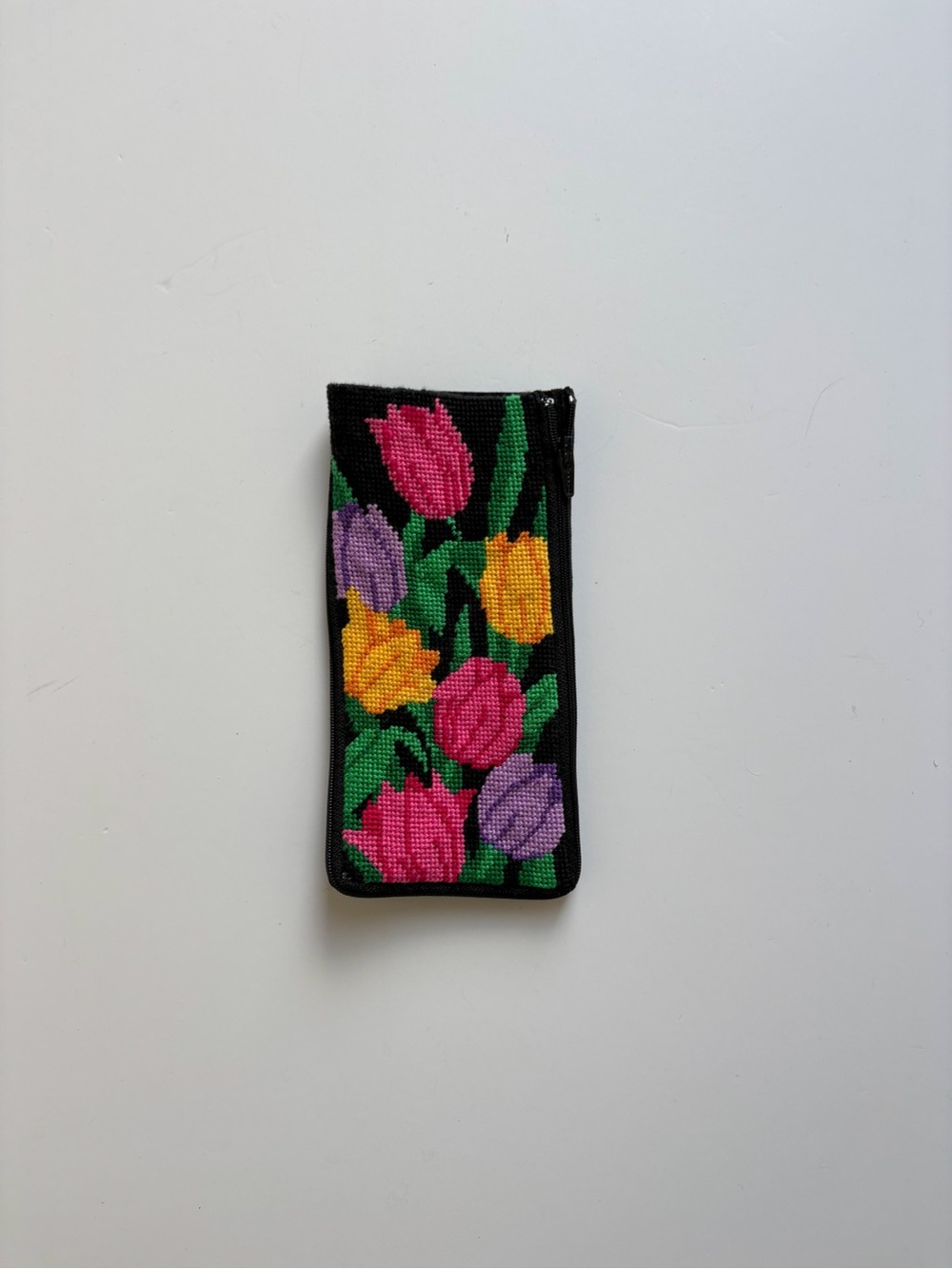 Floral Tulip Cross-stitch Sunglass Case